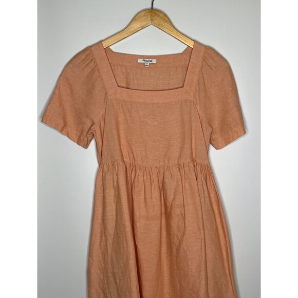 Madewell Linen Blend Allie Mini Babydoll Dress Light Orange Size XS - Picture 3 of 11
